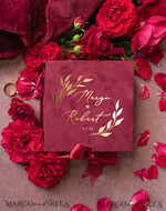 RINGTRÄGERBOXEN & KISSEN Samtkästchen für den Trauungszeremonie Luxuriöse Samt-Acryl-Hochzeitsring-Box, Glamour Bordeauxrot und goldene Hochzeitsring-Box, elegante Hochzeitsbox aus burgunderfarbenem Samt in Pink, handgefertigte Hochzeitsring-Box.12