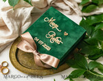 RINGTRÄGERBOXEN & KISSEN Samtkästchen für den Trauungszeremonie Grüne goldene Samt-Ringbox für die Zeremonie, Ringbox für die Hochzeitszeremonie 3 Ringe Samt, Boho Glam Hochzeitsringboxen für ihn und sie, Luxuriöse Samt-Ringbox doppelt, maßgeschneiderte Farben.11