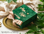 RINGTRÄGERBOXEN & KISSEN Samtkästchen für den Trauungszeremonie Grüne goldene Samt-Ringbox für die Zeremonie, Ringbox für die Hochzeitszeremonie 3 Ringe Samt, Boho Glam Hochzeitsringboxen für ihn und sie, Luxuriöse Samt-Ringbox doppelt, maßgeschneiderte Farben.11