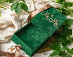 RINGTRÄGERBOXEN & KISSEN Samtkästchen für den Trauungszeremonie Grüne goldene Samt-Ringbox für die Zeremonie, Ringbox für die Hochzeitszeremonie 3 Ringe Samt, Boho Glam Hochzeitsringboxen für ihn und sie, Luxuriöse Samt-Ringbox doppelt, maßgeschneiderte Farben.11