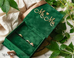 RINGTRÄGERBOXEN & KISSEN Samtkästchen für den Trauungszeremonie Grüne goldene Samt-Ringbox für die Zeremonie, Ringbox für die Hochzeitszeremonie 3 Ringe Samt, Boho Glam Hochzeitsringboxen für ihn und sie, Luxuriöse Samt-Ringbox doppelt, maßgeschneiderte Farben.11