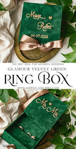 RINGTRÄGERBOXEN & KISSEN Samtkästchen für den Trauungszeremonie Grüne goldene Samt-Ringbox für die Zeremonie, Ringbox für die Hochzeitszeremonie 3 Ringe Samt, Boho Glam Hochzeitsringboxen für ihn und sie, Luxuriöse Samt-Ringbox doppelt, maßgeschneiderte Farben.11