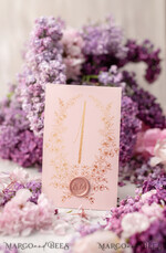 TABLE DECOR SIGNS glitter Blush Pink Elegant Wedding Table Numbers, Floral Gold Table Cards with decorative wax seal, Romantic Glamour Wedding Table Decor, Editable text, wedding signage1
