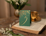 TABLE DECOR SIGNS glitter Emerald Green Wedding Table Numbers, Green And Gold Foil Wedding Table Cards, Vintage Botanical Green Table Décor, Glamour Wedding Stationery,  Editable Wording1