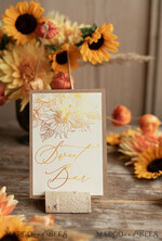 TABLE DECOR SIGNS glitter Rustic Golden Shine Wedding Table Numbers, Sunflowers Ivory Table Card with golden printout, Romantic Gold Foil Eco Wedding Table Decor, gold foil Table Numbers2