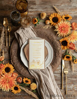 MENU & PROGRAMS glitter/ luxury premium Rustic Glam Wedding MenuWith Flowers, Bespoke Vintage Wedding Menu Cards, Elegant Floral Boho Golden Shine Wedding Menus, Gold Foil Sunflower Wedding Menus   1