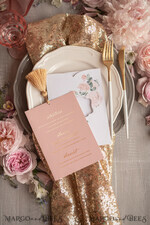 MENU & PROGRAMS glitter/ luxury premium Glamour Gold Foil Shine Wedding Menu, Romantic Blush Pink Floral Wedding Menu Cards, Luxury Arabic Menu With Pocket And Gold Tassel, Elegant Floral Wedding Menu3