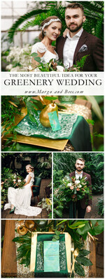 MENU & PROGRAMS glitter/ luxury premium Minimalist Watercolor Wedding Menu,  Simple Elegant Green Menu Card with Golden Twine, Romantic Deckle-edge Dinner Menu For Greenery Wedding, Unique  Stationery5