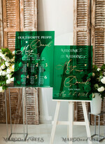 MENU & PROGRAMS glitter/ luxury premium Emerald Green Acryl Transparent Table Flat Menu, greenery Acrylic Menu, Green Plexi Table Menus, Luxury Wedding Table Decor, Wedding Signage Dinner Menu, sGA10