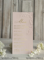 MENU & PROGRAMS glitter/ luxury premium Embossed Blush Pink Wedding Menu, Elegant Wedding Menu Cards With Floral Motif rose, Luxury Wedding Menu With Gold Foil3