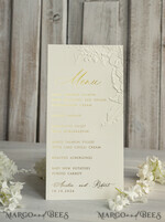 MENU & PROGRAMS glitter/ luxury premium Embossed Ivory Wedding Menu, Elegant Wedding Menu Cards With Floral Motif rose, Luxury Wedding Menu With Gold Foil5