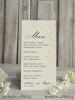 MENU & PROGRAMS glitter/ luxury premium Embossed Ivory Wedding Menu,  Elegant Wedding Menu Cards With Floral leaf Motif, Luxury4