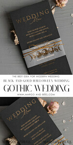 MENU & PROGRAMS glitter/ luxury premium Halloween Wedding Menu Card, Black Wedding Menu, Spooky Halloween Menu, Gothic Wedding Menu Cards, Skeleton Wedding Set black and gold8