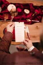 MENU & PROGRAMS glitter/ luxury premium Luxury Golden Shine Wedding Menu, Glamour Chic Handmade Ivory Dinner Menu Cards with Burgundy Ribbon, Custom Romantic Gold Foil Wedding Menu With Floral Motif  2