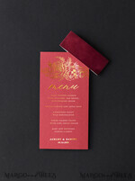 MENÜ & PROGRAMME  
 Glitzer/ Luxus Premium Elegantes Burgunder- und Gold-Hochzeitsmenü, Glamouröses Goldfolien-Dinner-Menü mit Samt-Bauchband, Einzigartiges Luxus-Marsala-Menü, Moderne Hochzeitsmenükarten mit Blumen.9
