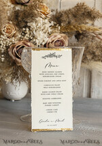 MENU & PROGRAMS glitter/ luxury premium Elegant Ivory Wedding Menu, hand torn edge Elegant Wedding Menu Cards with gold foil border, program dinner wedding menu 2