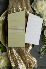 MENU & PROGRAMS glitter/ luxury premium Luxury Gold Foil Wedding Menu, Elegant Sage Green & White Wedding Menu Cards, Glamour Golden Shine Dinner Menu, Geometric Wedding Menu With Twine and Belly Band3
