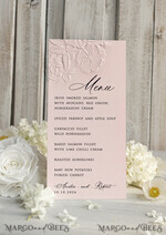 MENU & PROGRAMS glitter/ luxury premium Embossed Blush Pink Wedding Menu,  Elegant Wedding Menu Cards With Floral leaf Motif, Luxury4