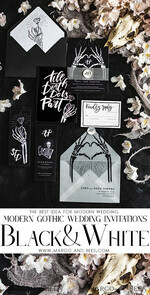 HOCHZEITS EINLADUNGEN Moderne Einladungen Florale Karten Halloween Hochzeitskarten Set, Schwarze Einladungen, Gruselige Halloween Einladungen, Gothic Hochzeitskarten, Skelett Hochzeitsset schwarz15