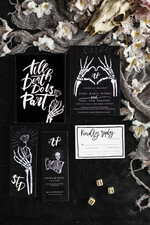 HOCHZEITS EINLADUNGEN Moderne Einladungen Florale Karten Halloween Hochzeitskarten Set, Schwarze Einladungen, Gruselige Halloween Einladungen, Gothic Hochzeitskarten, Skelett Hochzeitsset schwarz15