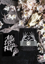 HOCHZEITS EINLADUNGEN Moderne Einladungen Florale Karten Halloween Hochzeitskarten Set, Schwarze Einladungen, Gruselige Halloween Einladungen, Gothic Hochzeitskarten, Skelett Hochzeitsset schwarz15