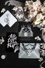 HOCHZEITS EINLADUNGEN Moderne Einladungen Florale Karten Halloween Hochzeitskarten Set, Schwarze Einladungen, Gruselige Halloween Einladungen, Gothic Hochzeitskarten, Skelett Hochzeitsset schwarz15