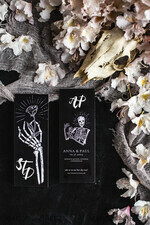 HOCHZEITS EINLADUNGEN Moderne Einladungen Florale Karten Halloween Hochzeitskarten Set, Schwarze Einladungen, Gruselige Halloween Einladungen, Gothic Hochzeitskarten, Skelett Hochzeitsset schwarz15