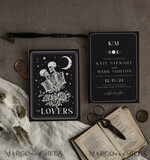 HOCHZEITS EINLADUNGEN Moderne Einladungen Florale Karten Halloween-Hochzeitseinladungen Set, schwarze Einladungen, Tarotkarten-Einladungen, gotische Hochzeitseinladungskarten, das Liebenden-Skelett-Hochzeitsset schwarz14
