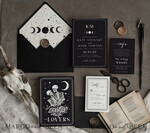 HOCHZEITS EINLADUNGEN Moderne Einladungen Florale Karten Halloween-Hochzeitseinladungen Set, schwarze Einladungen, Tarotkarten-Einladungen, gotische Hochzeitseinladungskarten, das Liebenden-Skelett-Hochzeitsset schwarz14