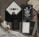 HOCHZEITS EINLADUNGEN Moderne Einladungen Florale Karten Halloween-Hochzeitseinladungen Set, schwarze Einladungen, Tarotkarten-Einladungen, gotische Hochzeitseinladungskarten, das Liebenden-Skelett-Hochzeitsset schwarz14