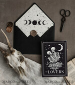 HOCHZEITS EINLADUNGEN Moderne Einladungen Florale Karten Halloween-Hochzeitseinladungen Set, schwarze Einladungen, Tarotkarten-Einladungen, gotische Hochzeitseinladungskarten, das Liebenden-Skelett-Hochzeitsset schwarz14