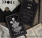 HOCHZEITS EINLADUNGEN Moderne Einladungen Florale Karten Halloween-Hochzeitseinladungen Set, schwarze Einladungen, Tarotkarten-Einladungen, gotische Hochzeitseinladungskarten, das Liebenden-Skelett-Hochzeitsset schwarz14