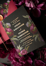 WEDDING INVITATIONS Modern Invites Floral Cards Black wedding invitations, black card, red wedding invitations, burgundy wedding invitations, marsala wedding invitations, flower blossom, red envelope, red and black wedding invitations, floral wedding invitations, gold lettering, vintage flowers, vintage flower illustration, vintage wedding invitations, floral wedding stationery, floral wedding accessories, personalized wedding invitations, handmade wedding invitations13