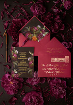 WEDDING INVITATIONS Modern Invites Floral Cards Black wedding invitations, black card, red wedding invitations, burgundy wedding invitations, marsala wedding invitations, flower blossom, red envelope, red and black wedding invitations, floral wedding invitations, gold lettering, vintage flowers, vintage flower illustration, vintage wedding invitations, floral wedding stationery, floral wedding accessories, personalized wedding invitations, handmade wedding invitations13