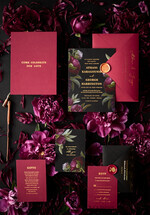 WEDDING INVITATIONS Modern Invites Floral Cards Black wedding invitations, black card, red wedding invitations, burgundy wedding invitations, marsala wedding invitations, flower blossom, red envelope, red and black wedding invitations, floral wedding invitations, gold lettering, vintage flowers, vintage flower illustration, vintage wedding invitations, floral wedding stationery, floral wedding accessories, personalized wedding invitations, handmade wedding invitations13