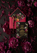 WEDDING INVITATIONS Modern Invites Floral Cards Black wedding invitations, black card, red wedding invitations, burgundy wedding invitations, marsala wedding invitations, flower blossom, red envelope, red and black wedding invitations, floral wedding invitations, gold lettering, vintage flowers, vintage flower illustration, vintage wedding invitations, floral wedding stationery, floral wedding accessories, personalized wedding invitations, handmade wedding invitations13