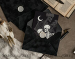 HOCHZEITS EINLADUNGEN Moderne Einladungen Florale Karten Halloween-Hochzeits-Einladungssuite, schwarze Einladungen, Tarotkarten-Einladungen, gothische Hochzeits-Einladungskarten, das Liebespaar-Skelett-Hochzeitsset schwarz9