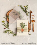 HOCHZEITS EINLADUNGEN Moderne Einladungen Florale Karten Handgemachte Hochzeits Einladung, Oliven Toskana Hochzeits Einladungen, Griechische Reise Hochzeits Stationery, Natürliche Oliven Luxus Hochzeits Einladungen13
