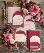 WEDDING INVITATIONS Modern Invites Floral Cards  Geometric wedding invitations, geometric wedding cards, red wedding cards, marsala wedding invitations, red wedding invitations, ivory wedding invitations, red and ivory wedding invitations, ivory wedding stationery, ivory wedding accessories, oval wedding invitations, circle wedding cards, circle cards, ecru wedding invitations, modern wedding invitations, floral wedding invitations, elegant wedding invitations, vellum, vellum envelope12