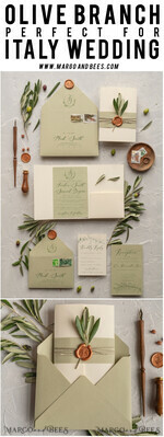 HOCHZEITS EINLADUNGEN Moderne Einladungen Florale Karten Oliven Toskana Hochzeitskarten, Elegante einfache Hochzeitseinladung Suite • Griechische Reise Hochzeitsstationery • Natürliche Oliven Luxus Hochzeitskarten13
