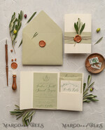 HOCHZEITS EINLADUNGEN Moderne Einladungen Florale Karten Oliven Toskana Hochzeitskarten, Elegante einfache Hochzeitseinladung Suite • Griechische Reise Hochzeitsstationery • Natürliche Oliven Luxus Hochzeitskarten13