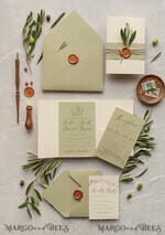 HOCHZEITS EINLADUNGEN Moderne Einladungen Florale Karten Oliven Toskana Hochzeitskarten, Elegante einfache Hochzeitseinladung Suite • Griechische Reise Hochzeitsstationery • Natürliche Oliven Luxus Hochzeitskarten13