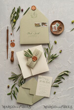HOCHZEITS EINLADUNGEN Moderne Einladungen Florale Karten Oliven Toskana Hochzeitskarten, Elegante einfache Hochzeitseinladung Suite • Griechische Reise Hochzeitsstationery • Natürliche Oliven Luxus Hochzeitskarten13