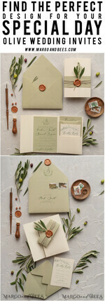 HOCHZEITS EINLADUNGEN Moderne Einladungen Florale Karten Oliven Toskana Hochzeitskarten, Elegante einfache Hochzeitseinladung Suite • Griechische Reise Hochzeitsstationery • Natürliche Oliven Luxus Hochzeitskarten13
