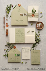 HOCHZEITS EINLADUNGEN Moderne Einladungen Florale Karten Oliven Toskana Hochzeitskarten, Elegante einfache Hochzeitseinladung Suite • Griechische Reise Hochzeitsstationery • Natürliche Oliven Luxus Hochzeitskarten13