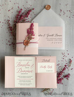 HOCHZEITS EINLADUNGEN Moderne Einladungen Florale Karten Romantische Hochzeitskarten in Blush Pink, elegante Hochzeits Einladung Suite mit Heidekraut, zarte Vellum Hochzeitskarten, minimalistische Hochzeitseinladungen6