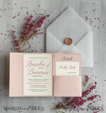 HOCHZEITS EINLADUNGEN Moderne Einladungen Florale Karten Romantische Hochzeitskarten in Blush Pink, elegante Hochzeits Einladung Suite mit Heidekraut, zarte Vellum Hochzeitskarten, minimalistische Hochzeitseinladungen6