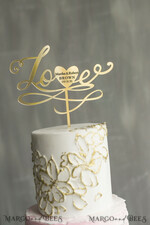 CAKE TOPPER gold wedding cake topper, golden cake topper4