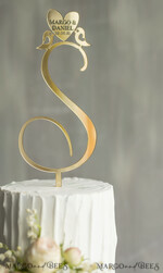 CAKE TOPPER gold wedding cake topper, gold cake topper5