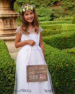 FLOWER GIRL / Page Boy SIGNS rustic Personalised wood wedding sign, Wooden Page boy sign, Wood Engraved flower girl sign, flower girl wedding day sign, rustic wedding decor for flower girl, daddy here comes mummy, here comes the bride  4